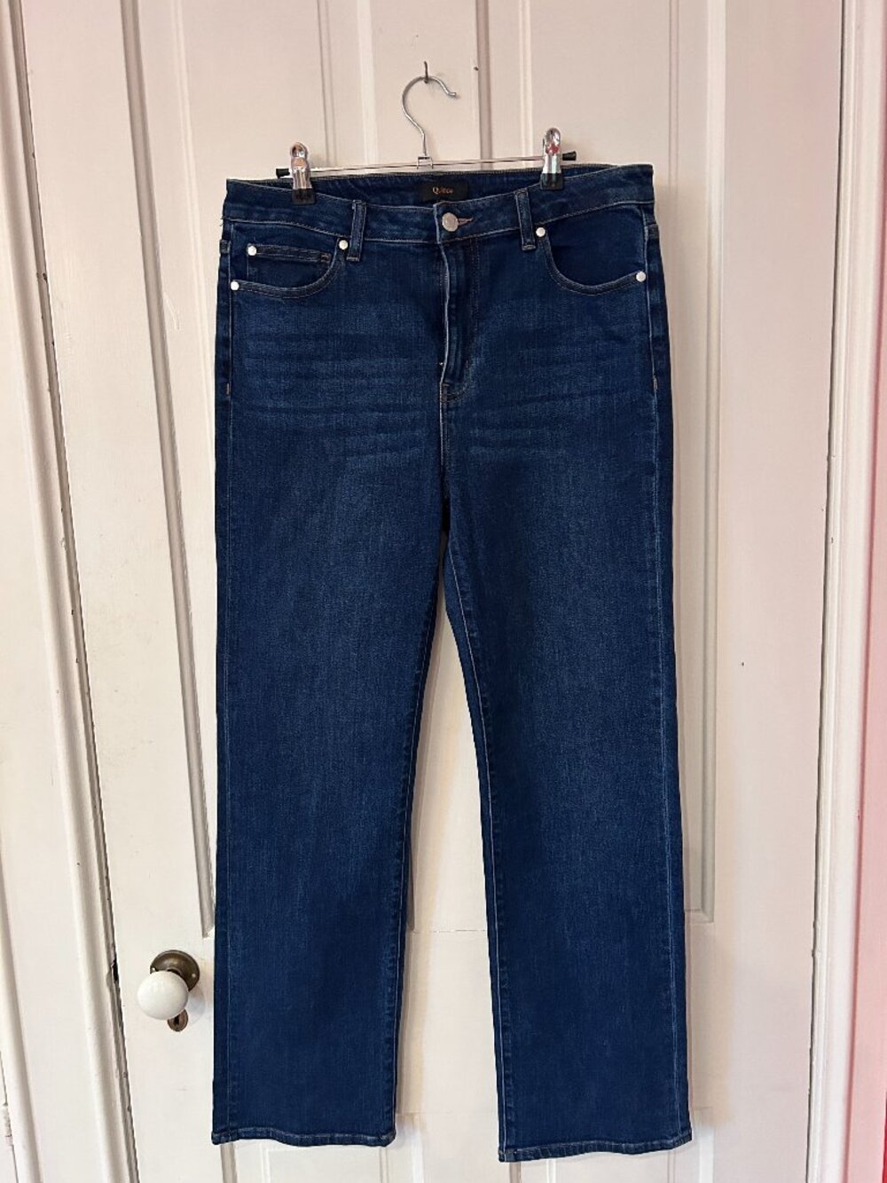 Quince Stretch High Rise Straight Jeans Dark Wash Organic Cotton NWOT 31